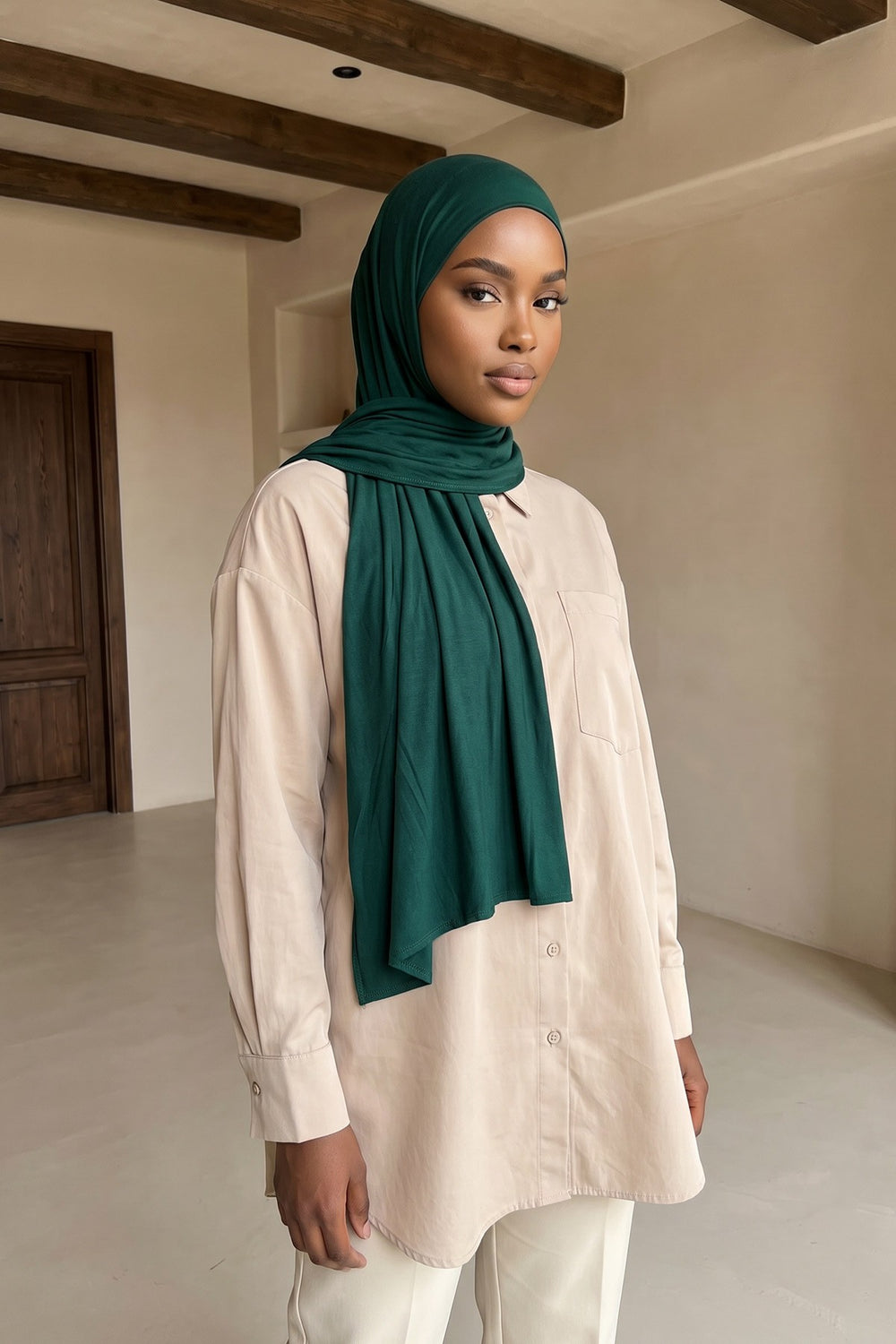Non-Slip Practical Jersey Hijab Shawl,PS-60 Green