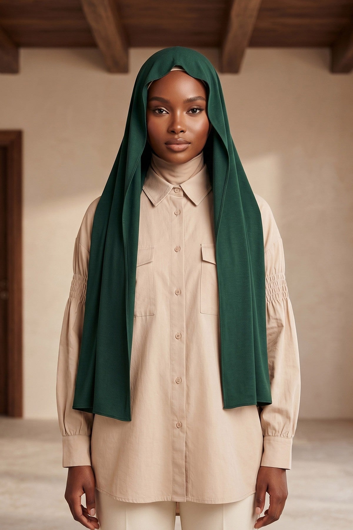 Non-Slip Practical Jersey Hijab Shawl,PS-60 Green