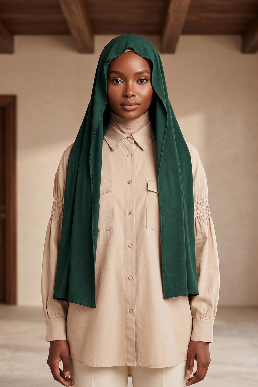 Non-Slip Practical Jersey Hijab Shawl,PS-60 Green