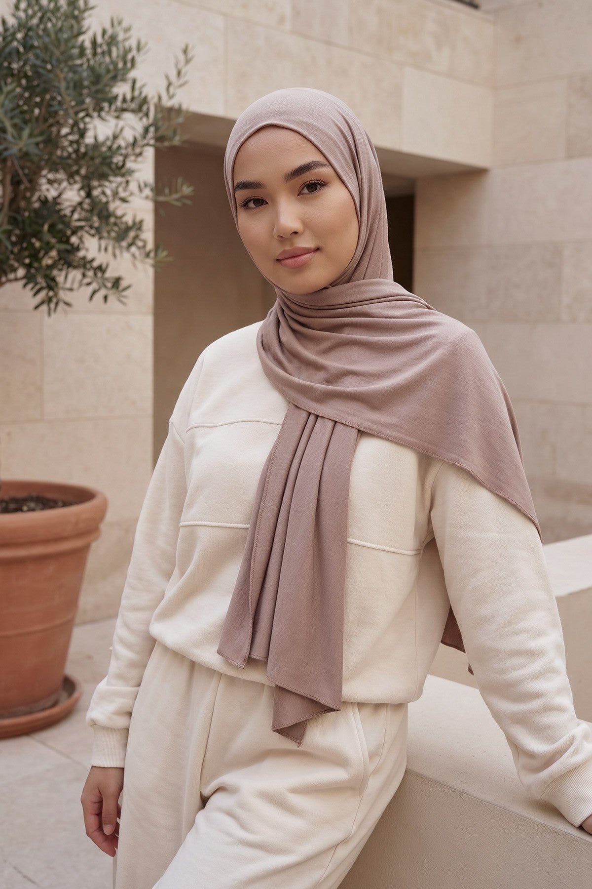 Non-Slip Practical Jersey Hijab Shawl,PS-60 Mink