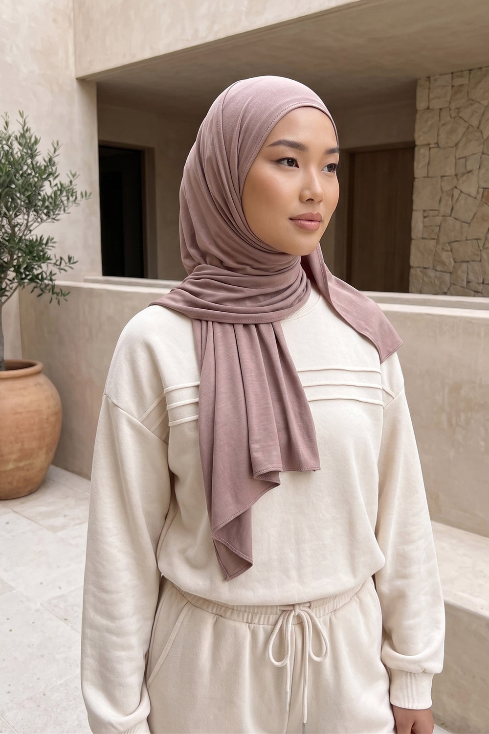 Non-Slip Practical Jersey Hijab Shawl,PS-60 Mink