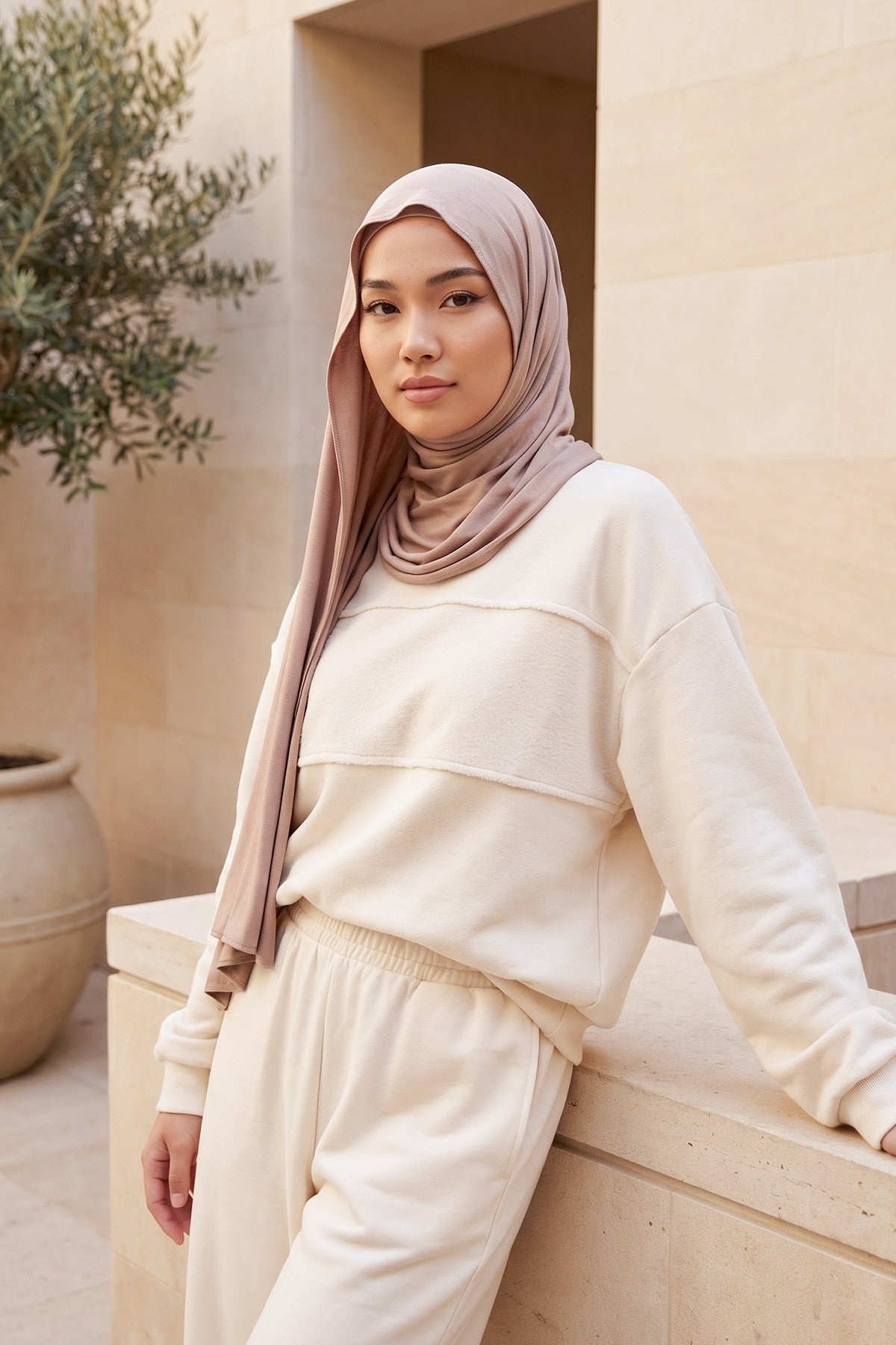 Non-Slip Practical Jersey Hijab Shawl,PS-60 Mink