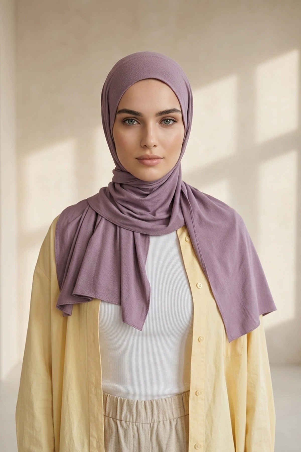 Non-Slip Practical Jersey Hijab Shawl,PS-60 Lilac
