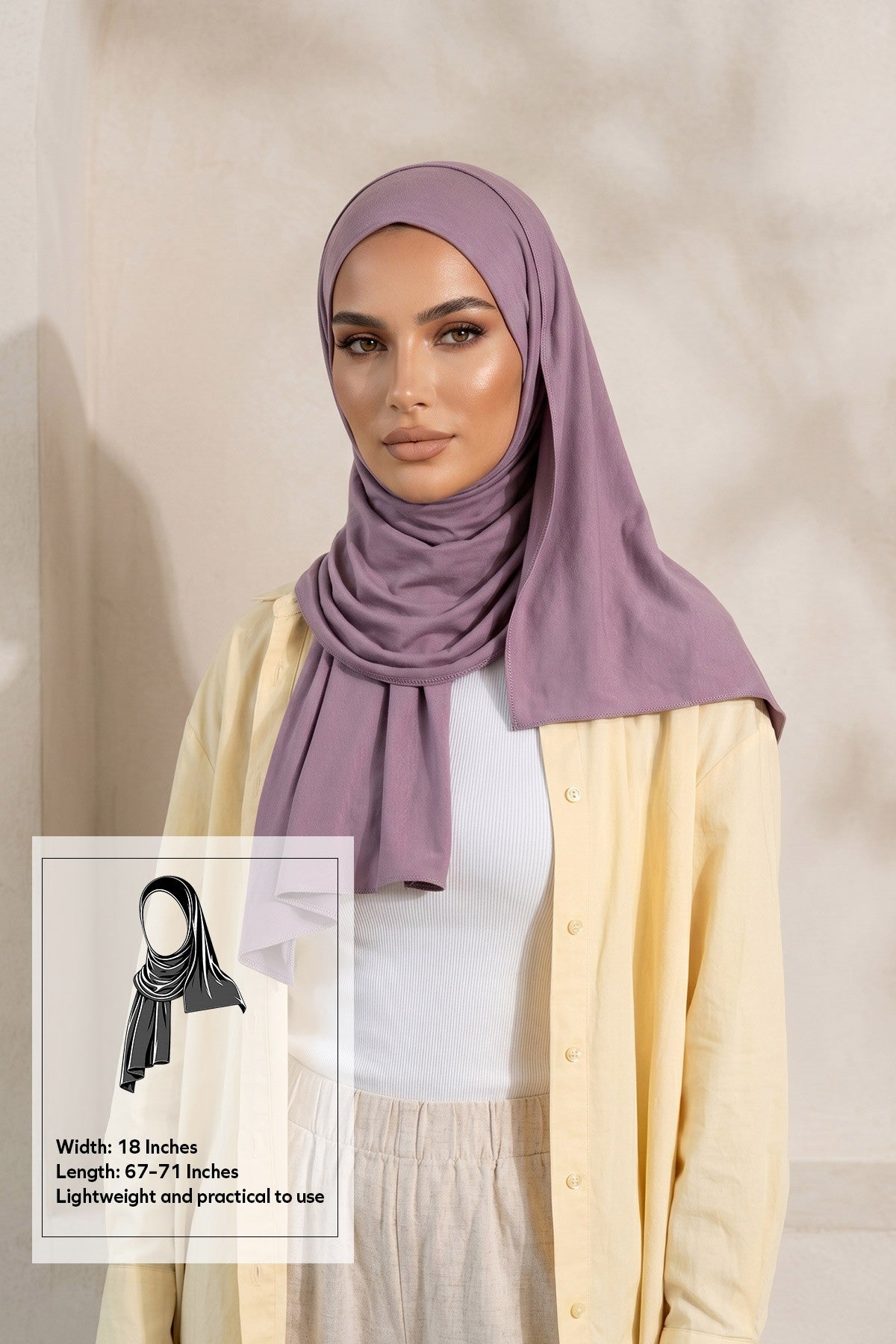 Non-Slip Practical Jersey Hijab Shawl,PS-60 Lilac