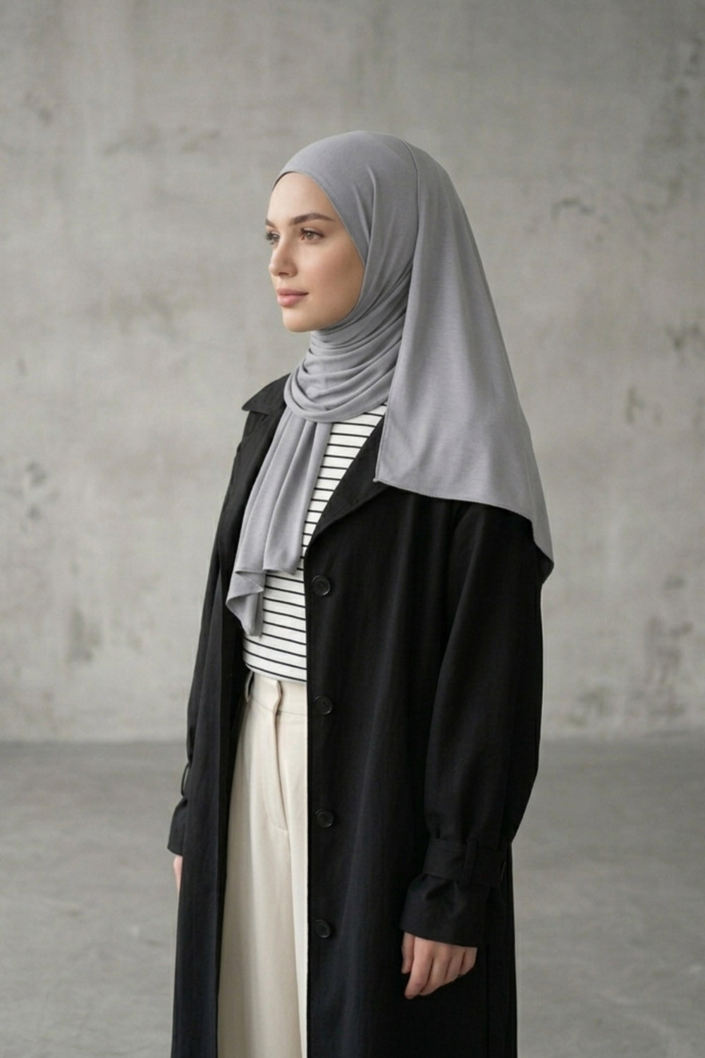 Non-Slip Practical Jersey Hijab Shawl,PS-60 Grey 2