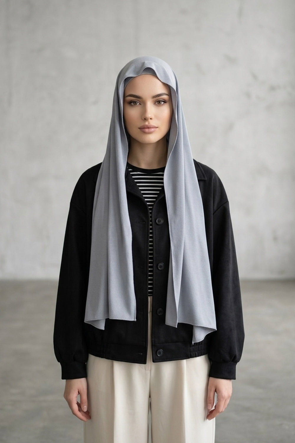 Non-Slip Practical Jersey Hijab Shawl,PS-60 Grey 2