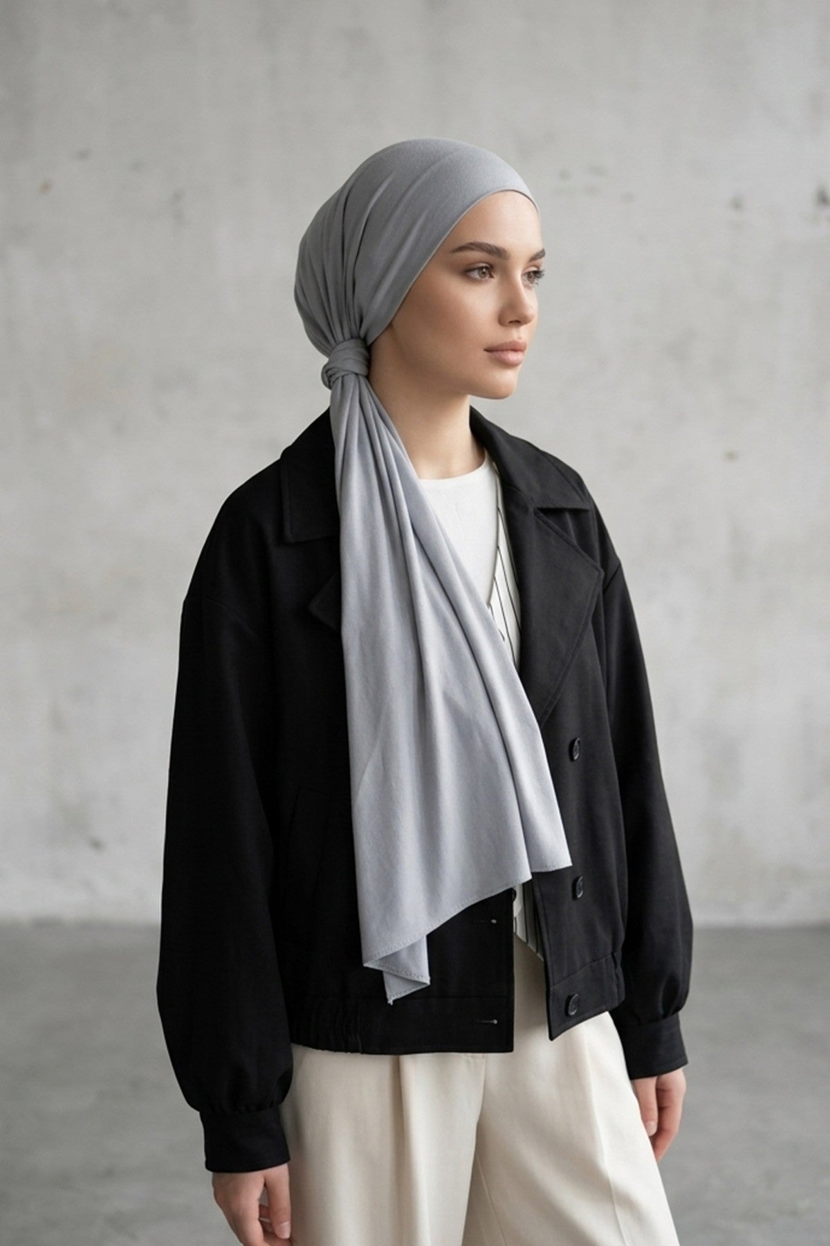 Non-Slip Practical Jersey Hijab Shawl,PS-60 Grey 2