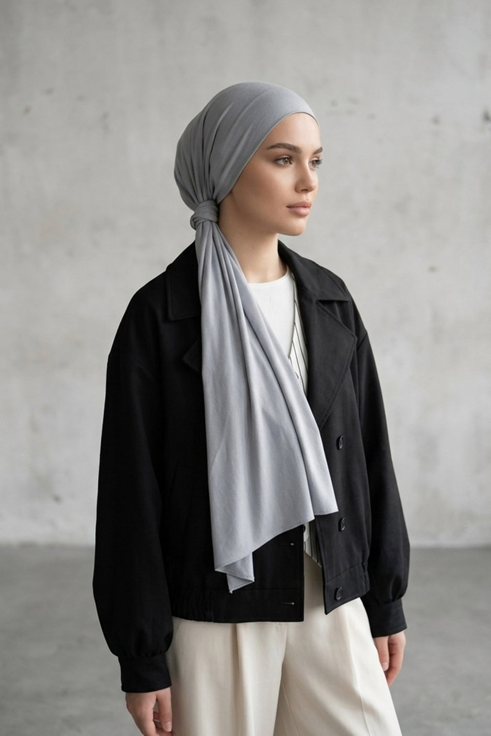 Non-Slip Practical Jersey Hijab Shawl,PS-60 Grey 2