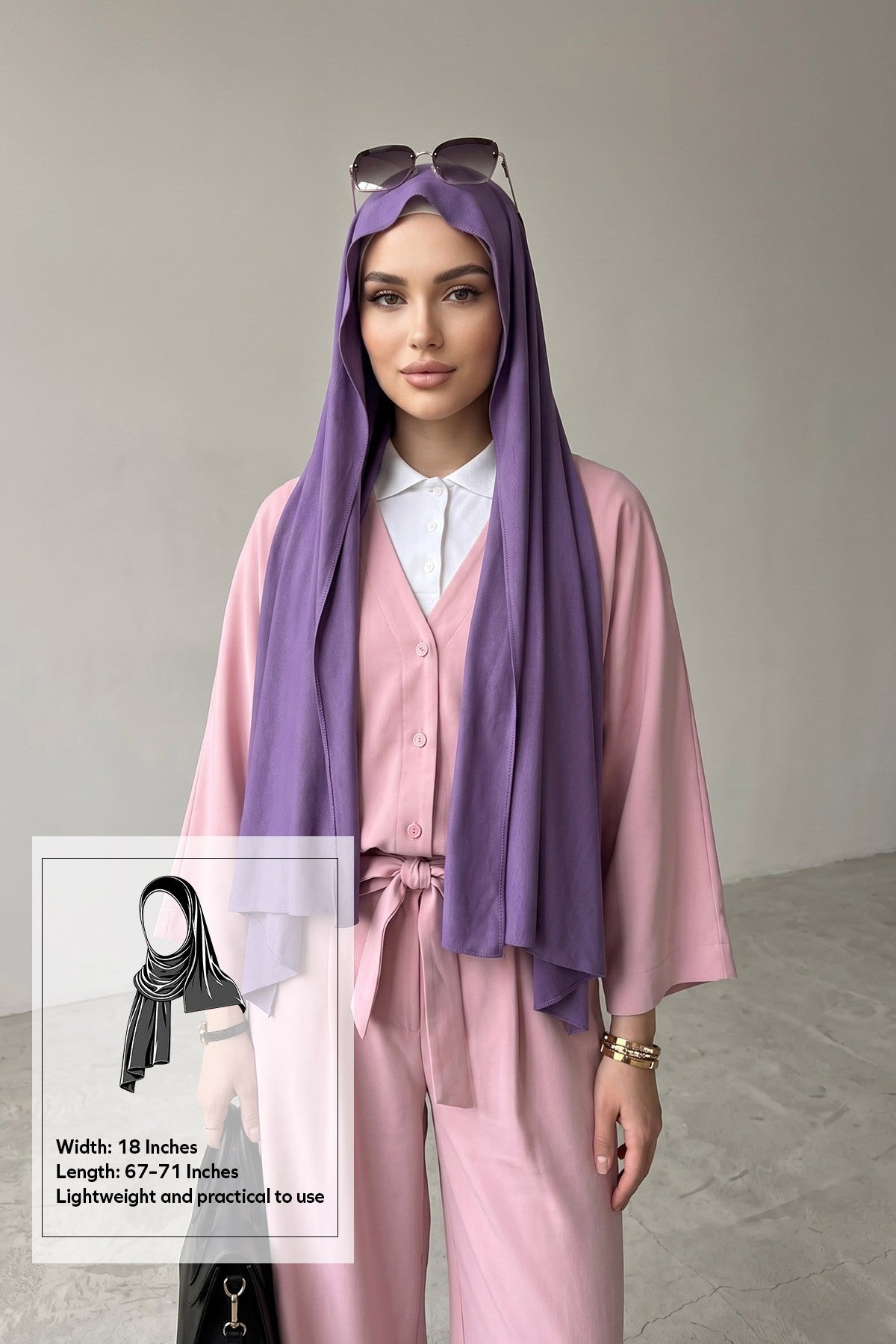 Non-Slip Practical Jersey Hijab Shawl,PS-60 Purple 2