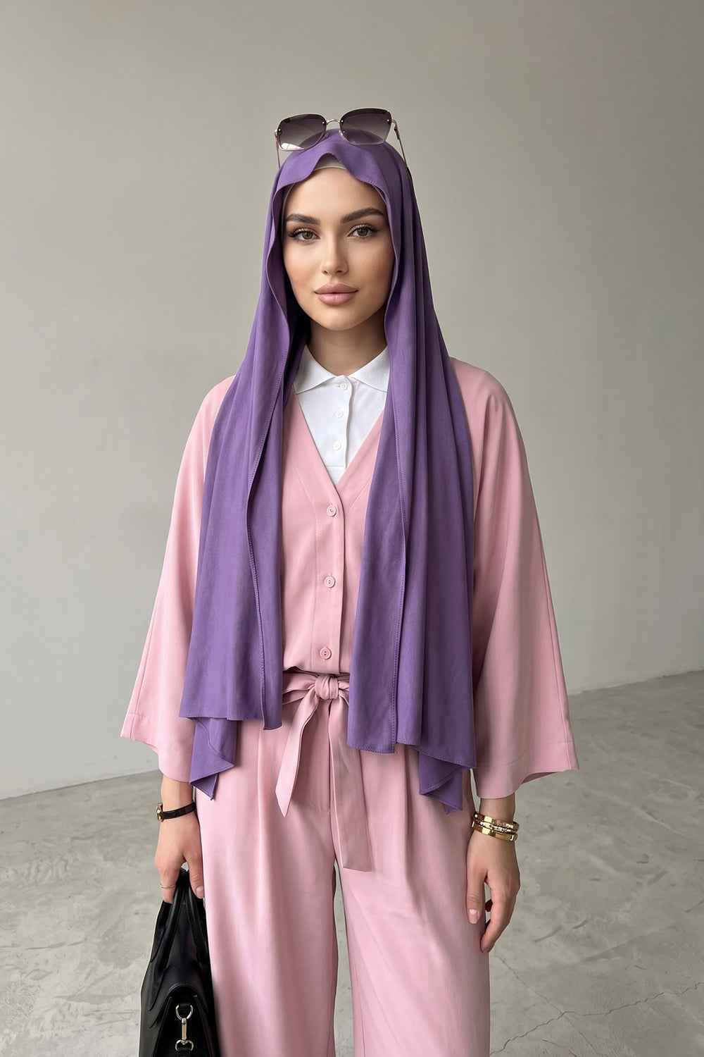 Non-Slip Practical Jersey Hijab Shawl,PS-60 Purple 2