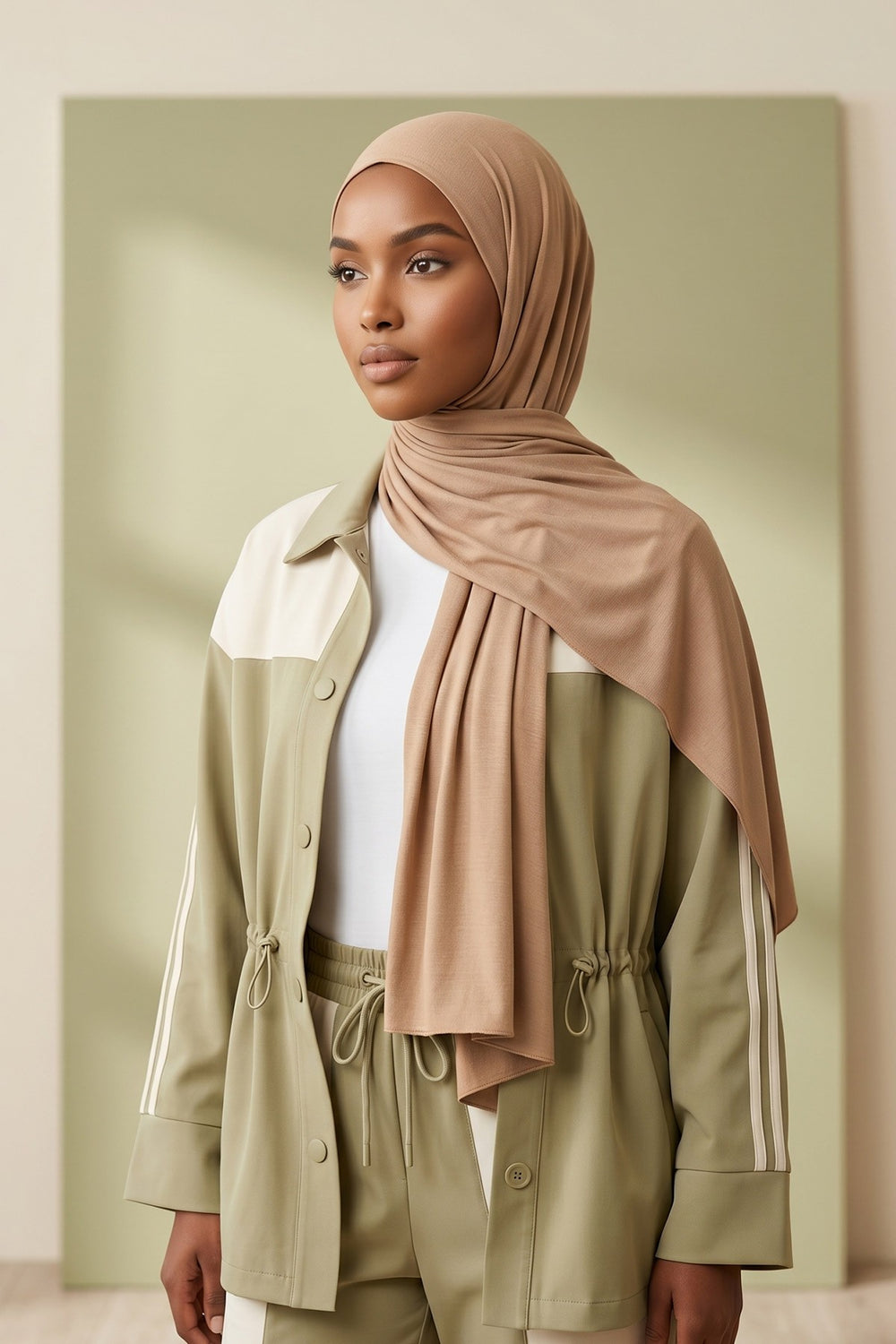 Non-Slip Practical Jersey Hijab Shawl,PS-60 Sand Brown