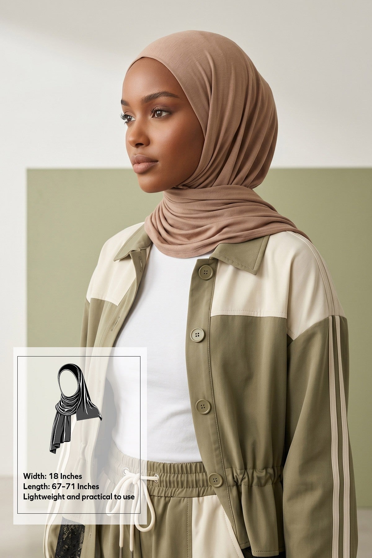Non-Slip Practical Jersey Hijab Shawl,PS-60 Sand Brown