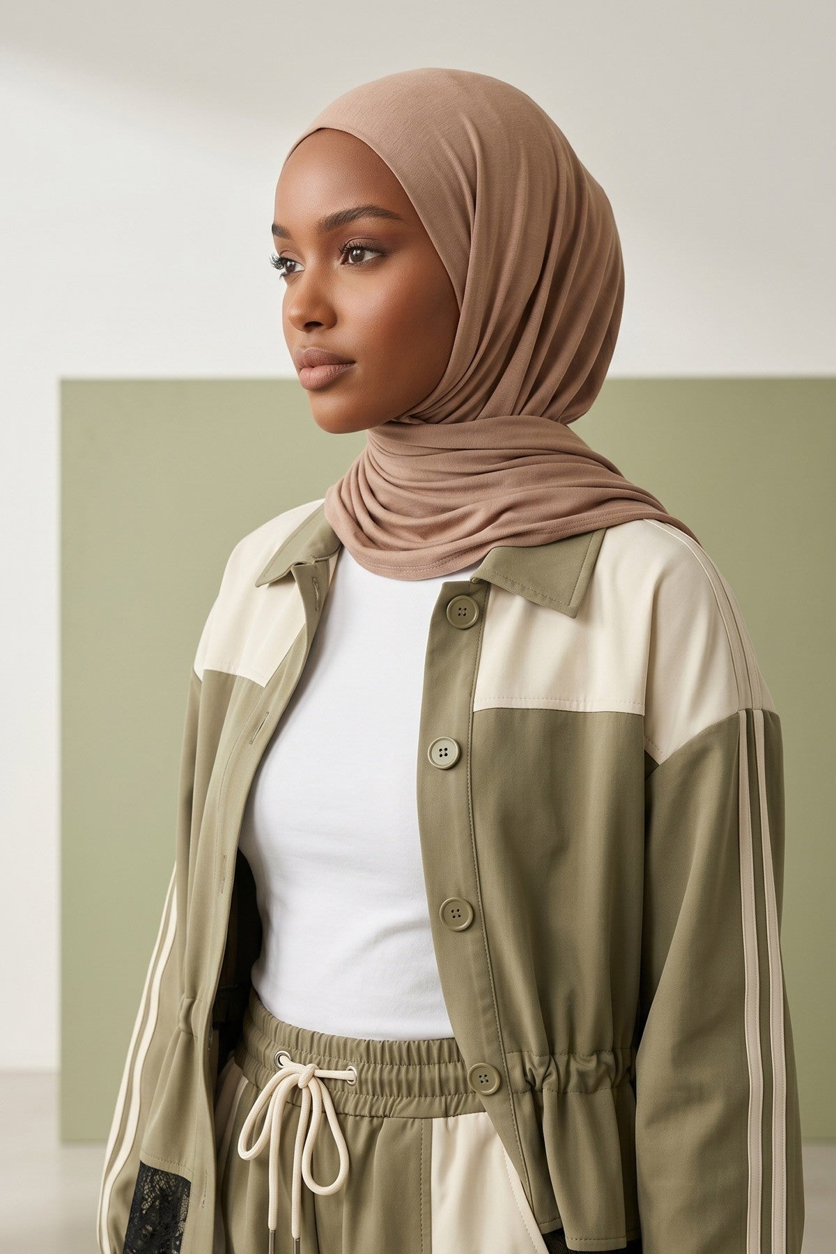 Non-Slip Practical Jersey Hijab Shawl,PS-60 Sand Brown