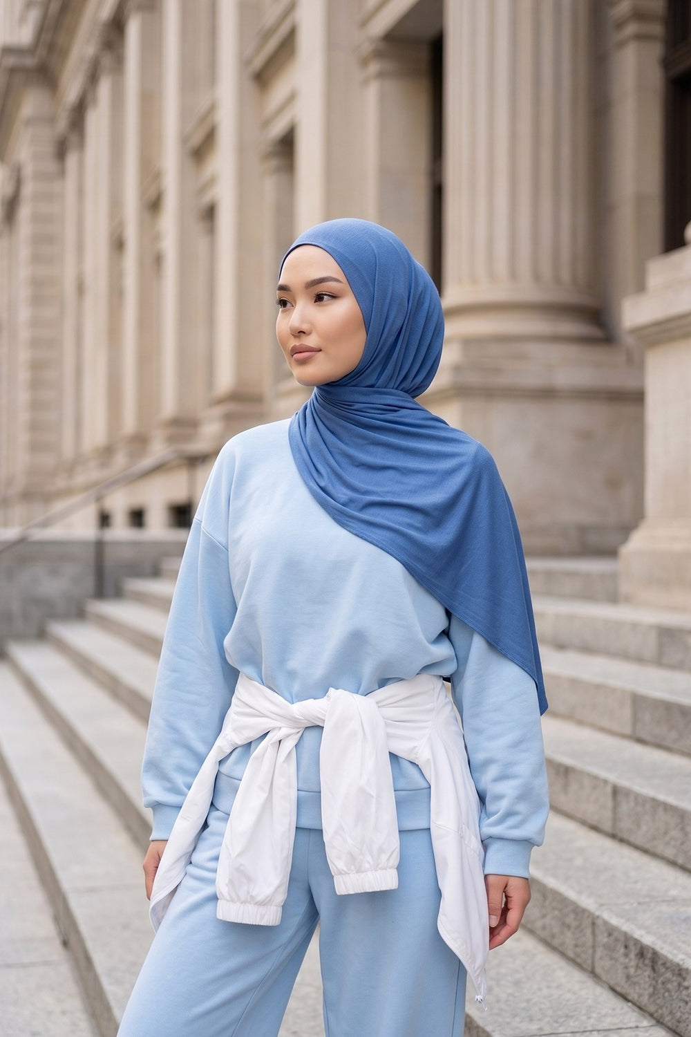 Non-Slip Practical Jersey Hijab Shawl,PS-60 İndigo