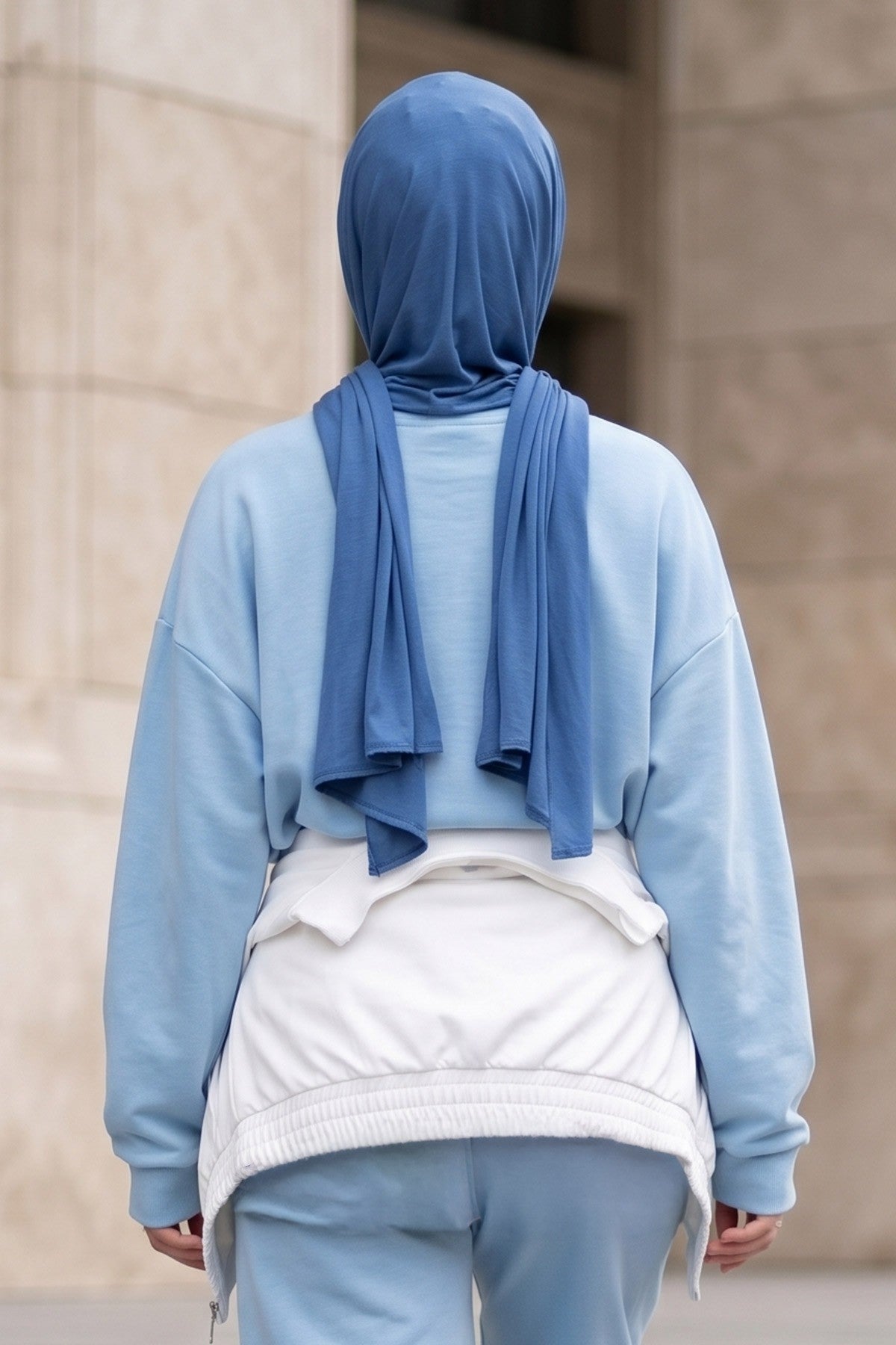 Non-Slip Practical Jersey Hijab Shawl,PS-60 İndigo