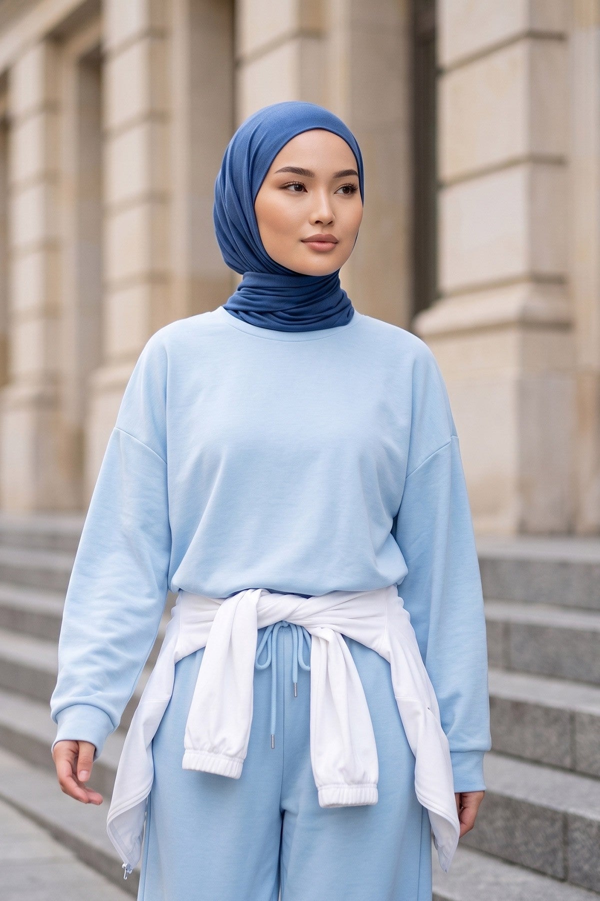 Non-Slip Practical Jersey Hijab Shawl,PS-60 İndigo