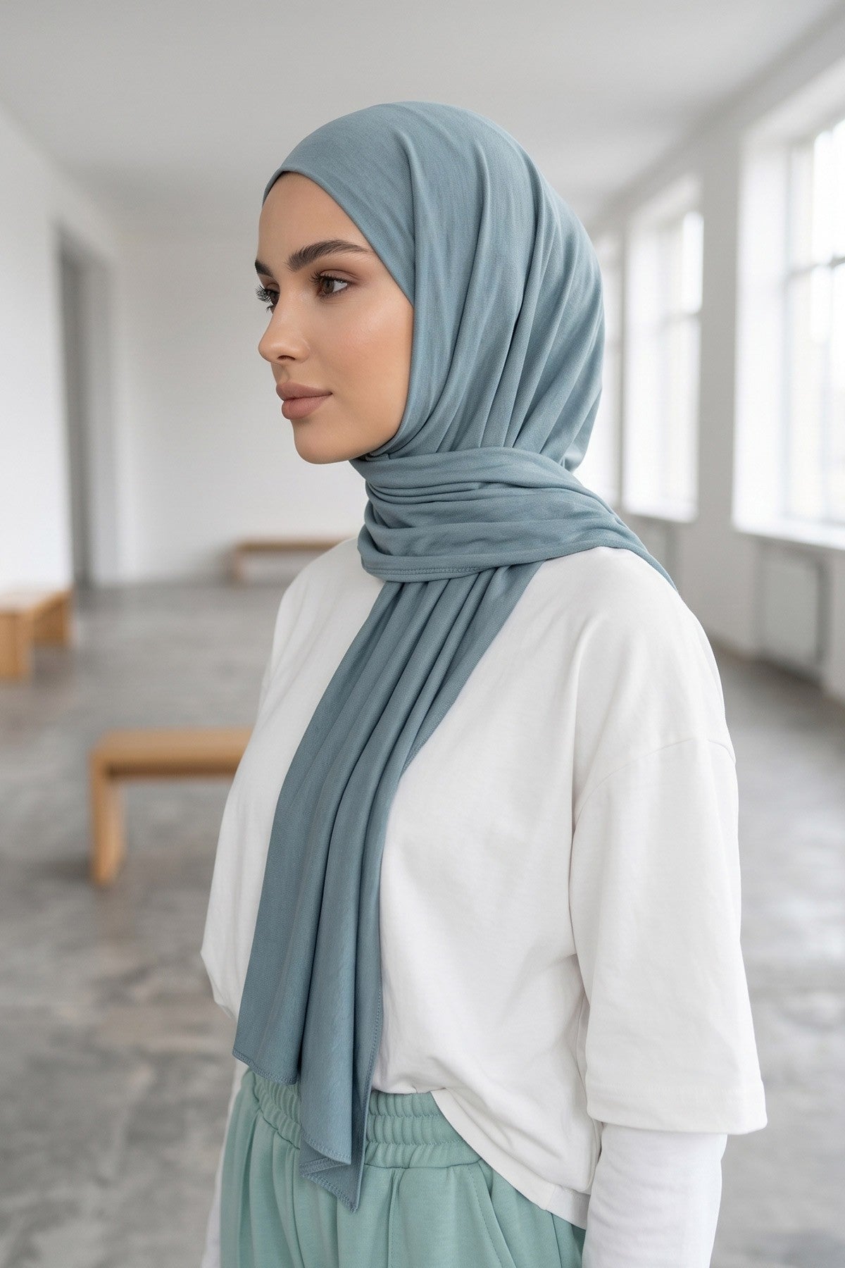 Non-Slip Practical Jersey Hijab Shawl,PS-60 Dark Mint