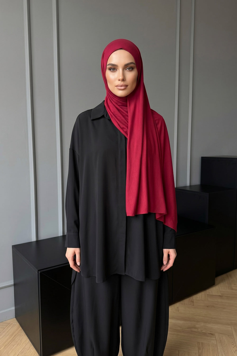 Non-Slip Practical Jersey Hijab Shawl,PS-60 Maroon