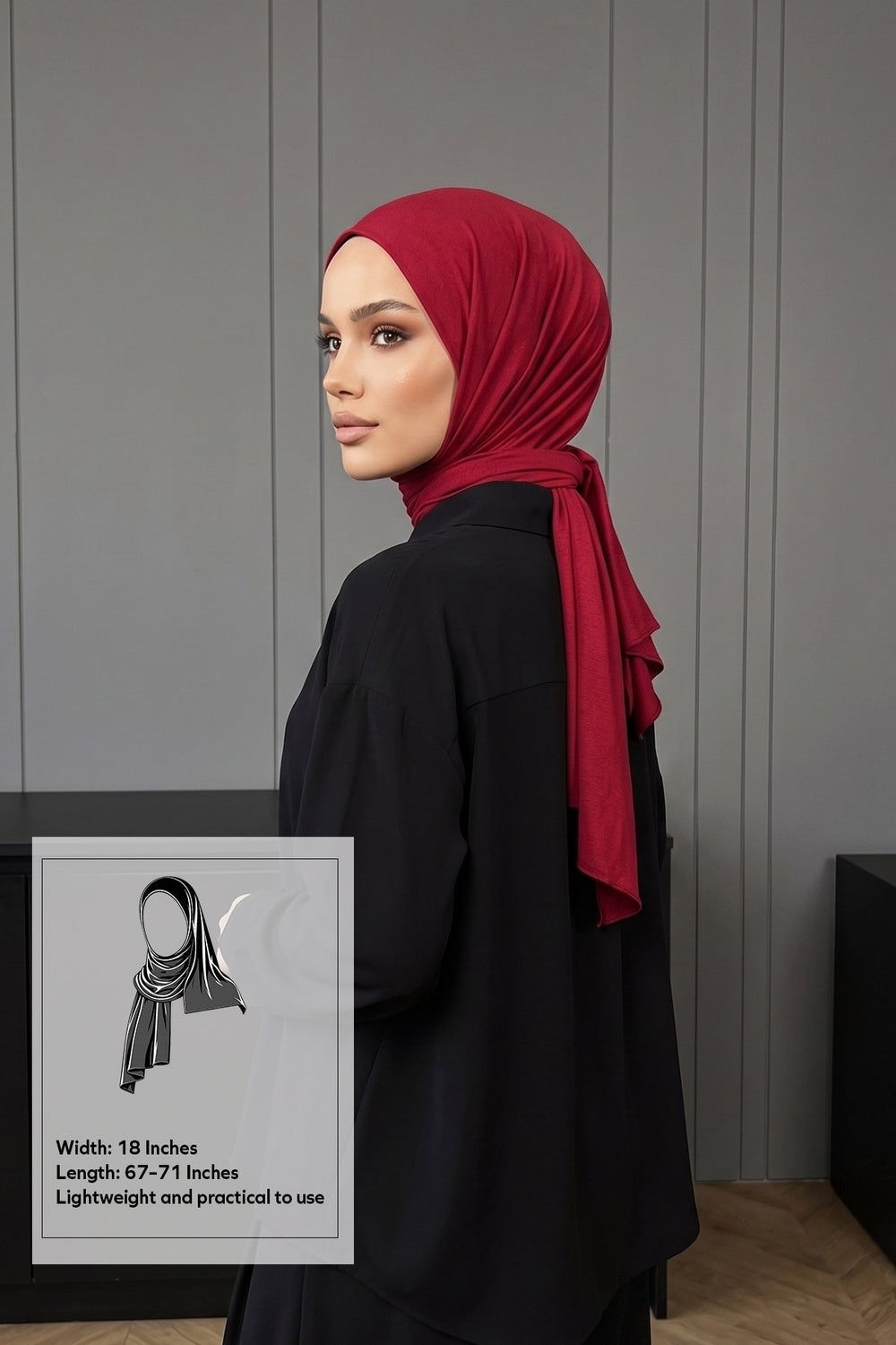 Non-Slip Practical Jersey Hijab Shawl,PS-60 Maroon