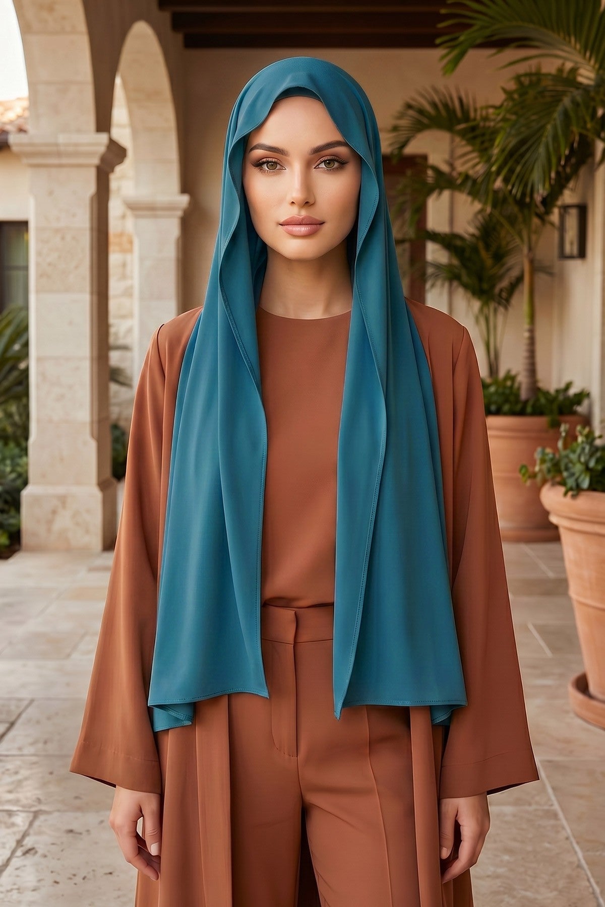 Non-Slip Practical Jersey Hijab Shawl,PS-60 Petrol Blue