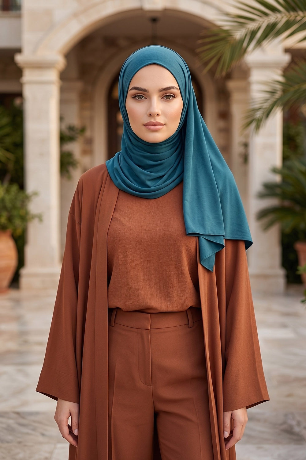 Non-Slip Practical Jersey Hijab Shawl,PS-60 Petrol Blue