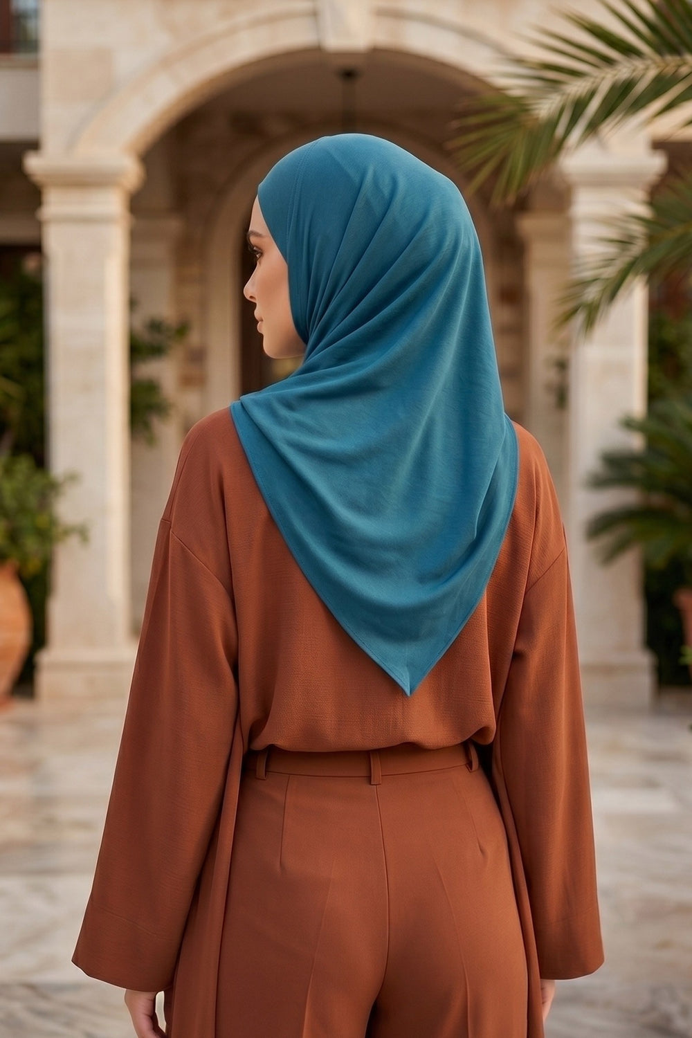 Non-Slip Practical Jersey Hijab Shawl,PS-60 Petrol Blue