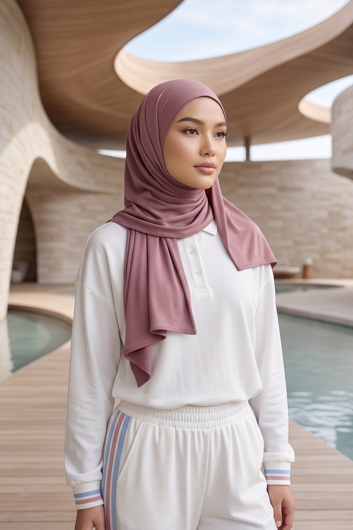Non-Slip Practical Jersey Hijab Shawl,PS-60 Dusty Rose