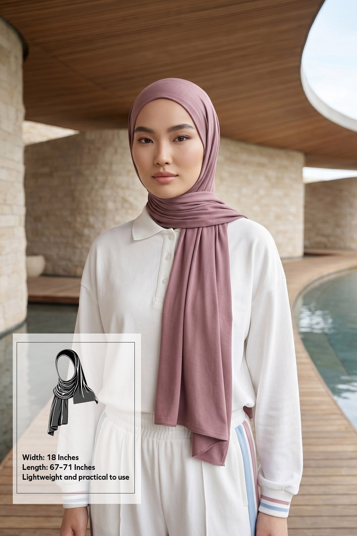 Non-Slip Practical Jersey Hijab Shawl,PS-60 Dusty Rose