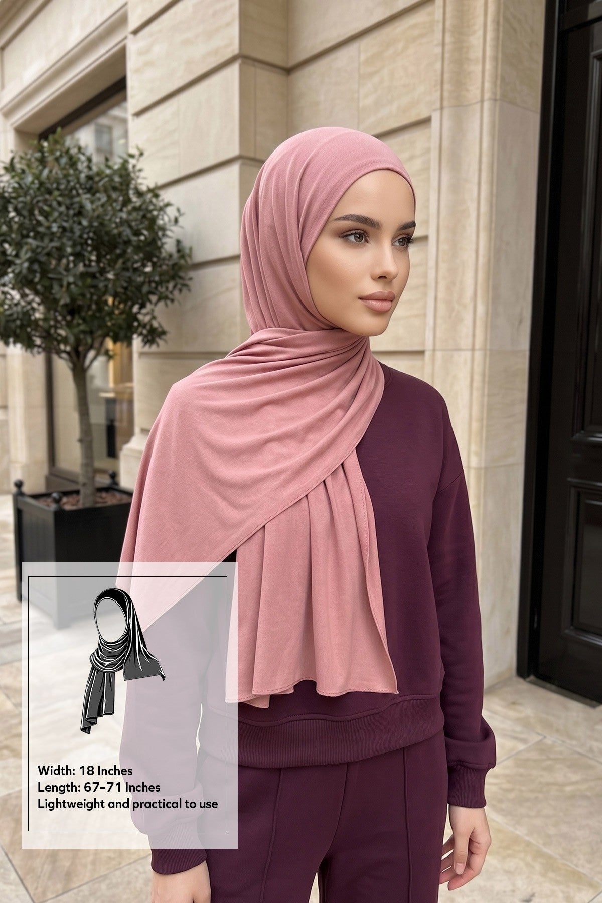 Non-Slip Practical Jersey Hijab Shawl,PS-60 Cappucino