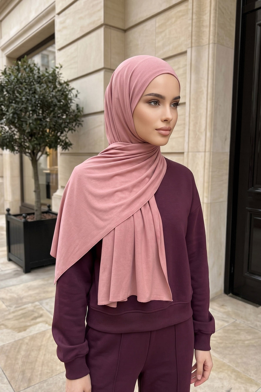 Non-Slip Practical Jersey Hijab Shawl,PS-60 Cappucino