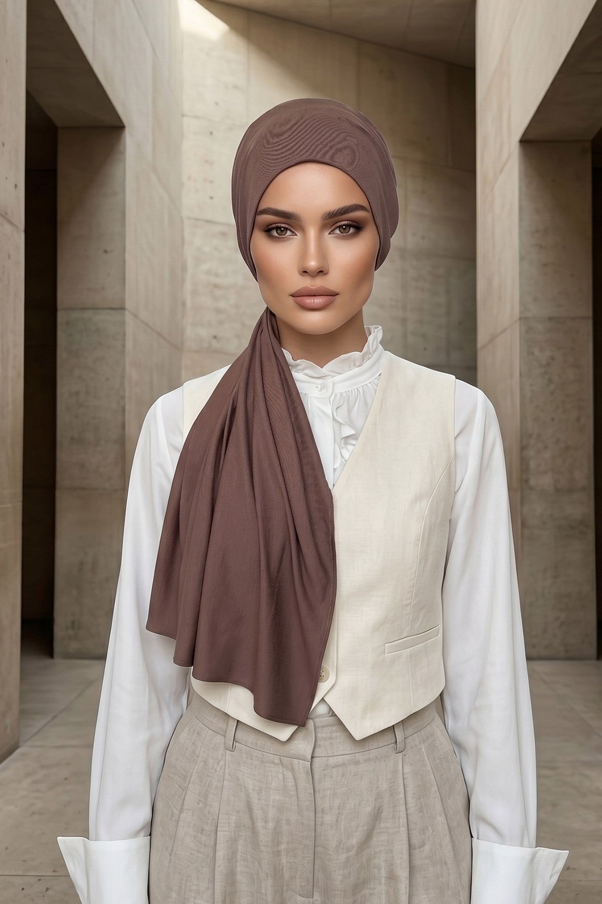 Non-Slip Practical Jersey Hijab Shawl,PS-60 Chocolate