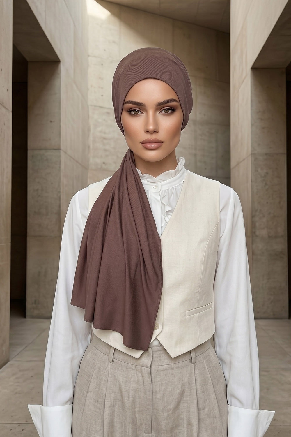 Non-Slip Practical Jersey Hijab Shawl,PS-60 Chocolate
