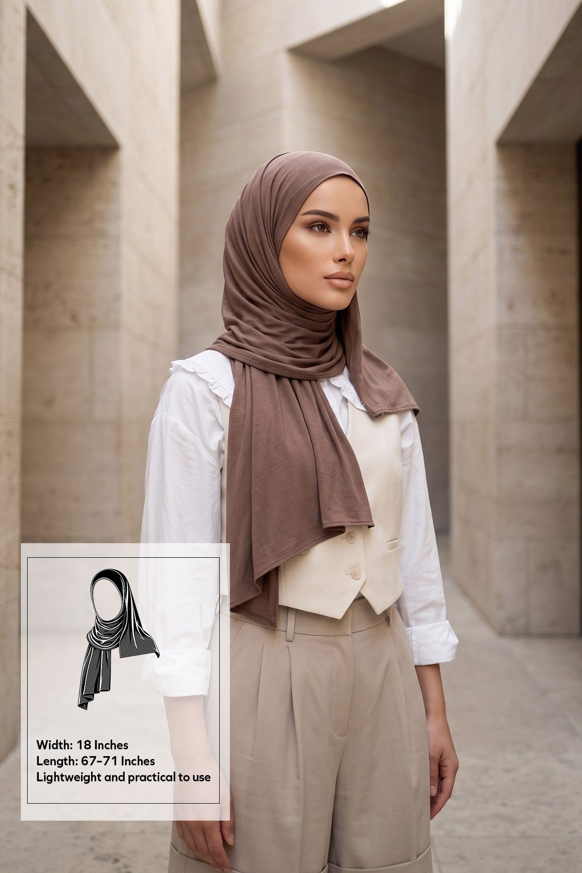 Non-Slip Practical Jersey Hijab Shawl,PS-60 Chocolate