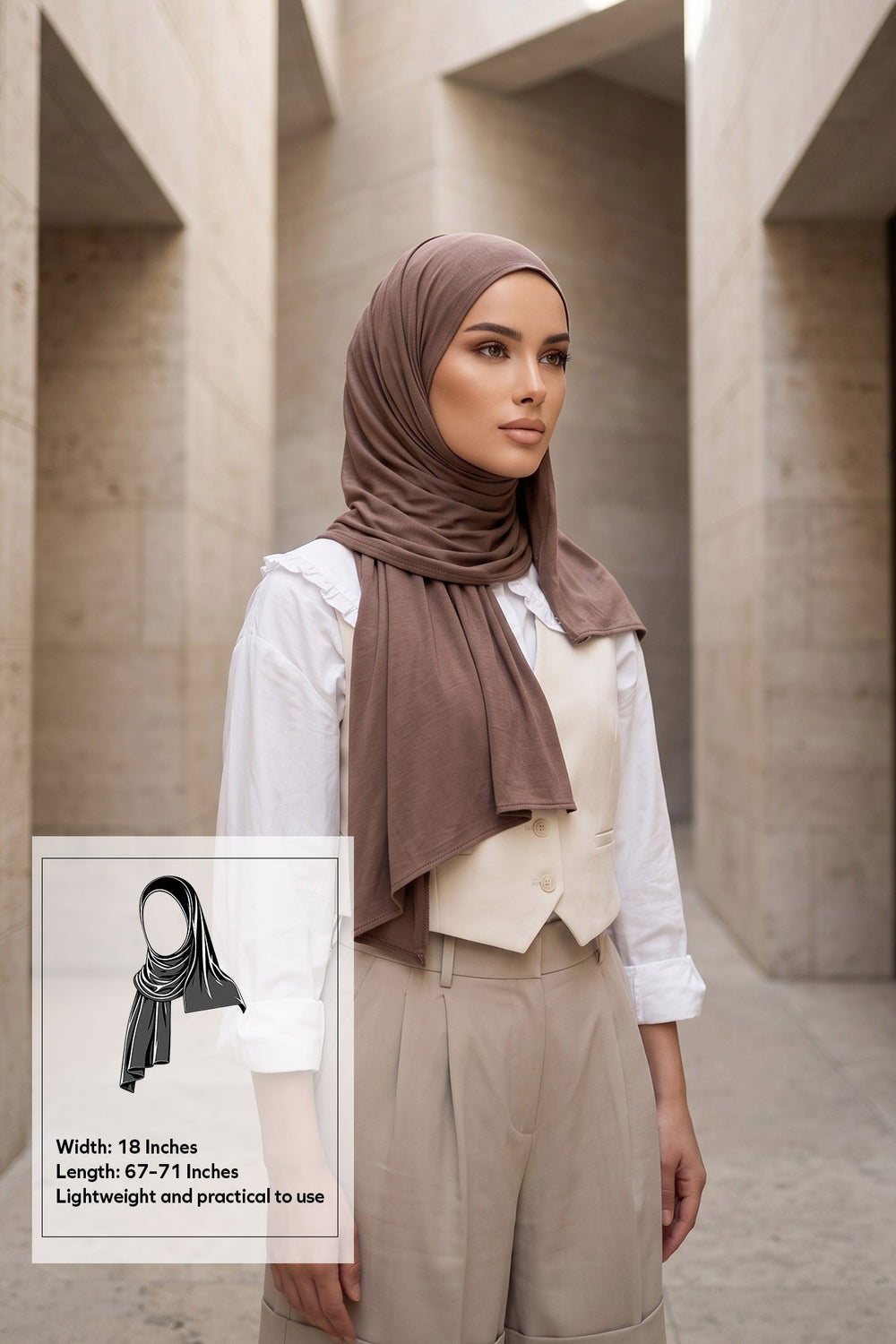 Non-Slip Practical Jersey Hijab Shawl,PS-60 Chocolate