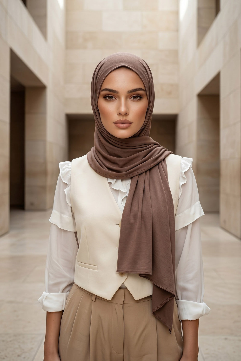Non-Slip Practical Jersey Hijab Shawl,PS-60 Chocolate