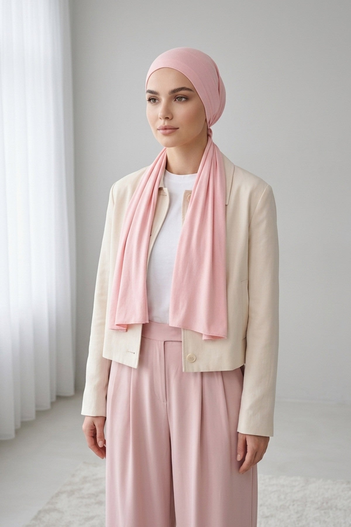 Non-Slip Practical Jersey Hijab Shawl,PS-60 Powder