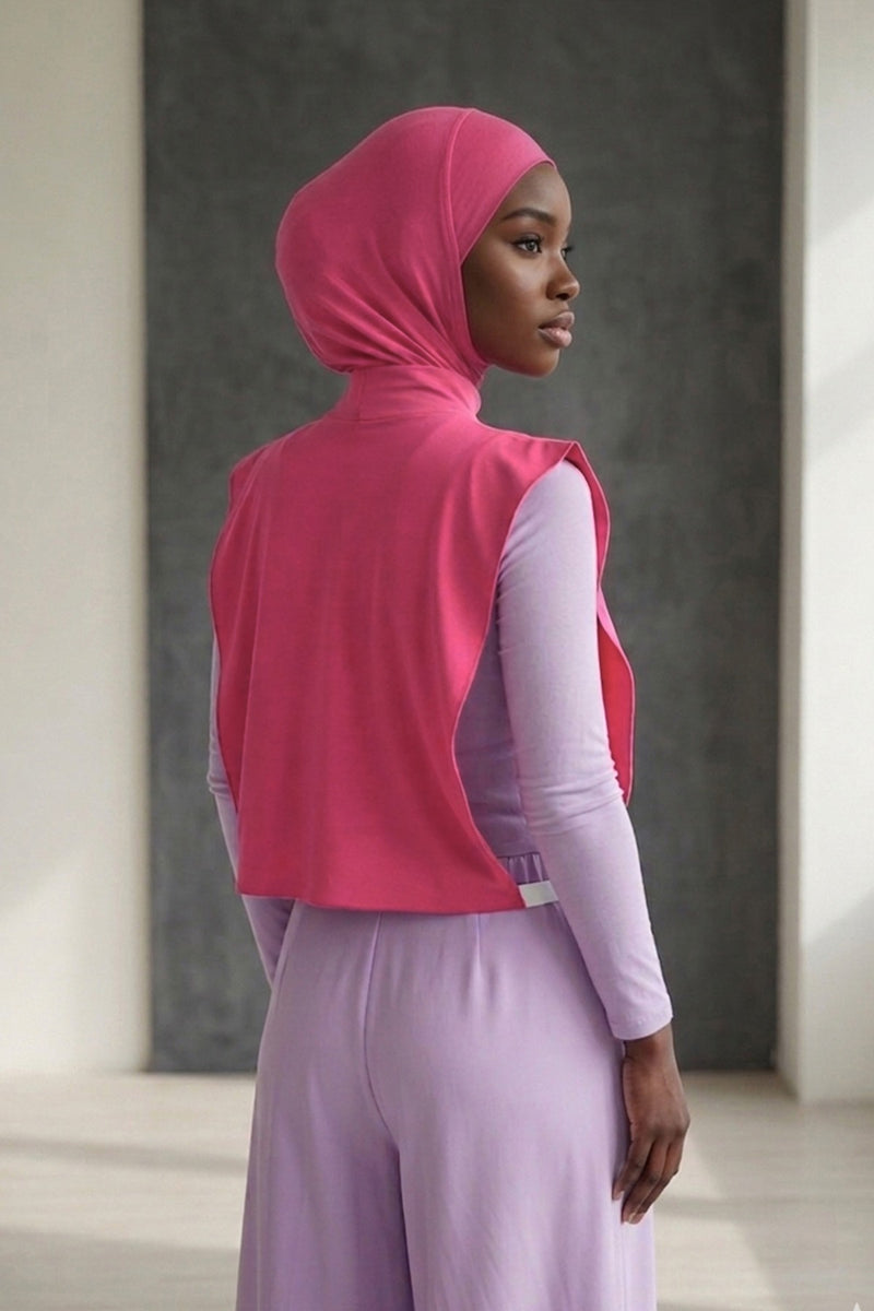 One-Piece Jersey Hijab & Neck Cover Set, Full Coverage Bonnet,DK-2