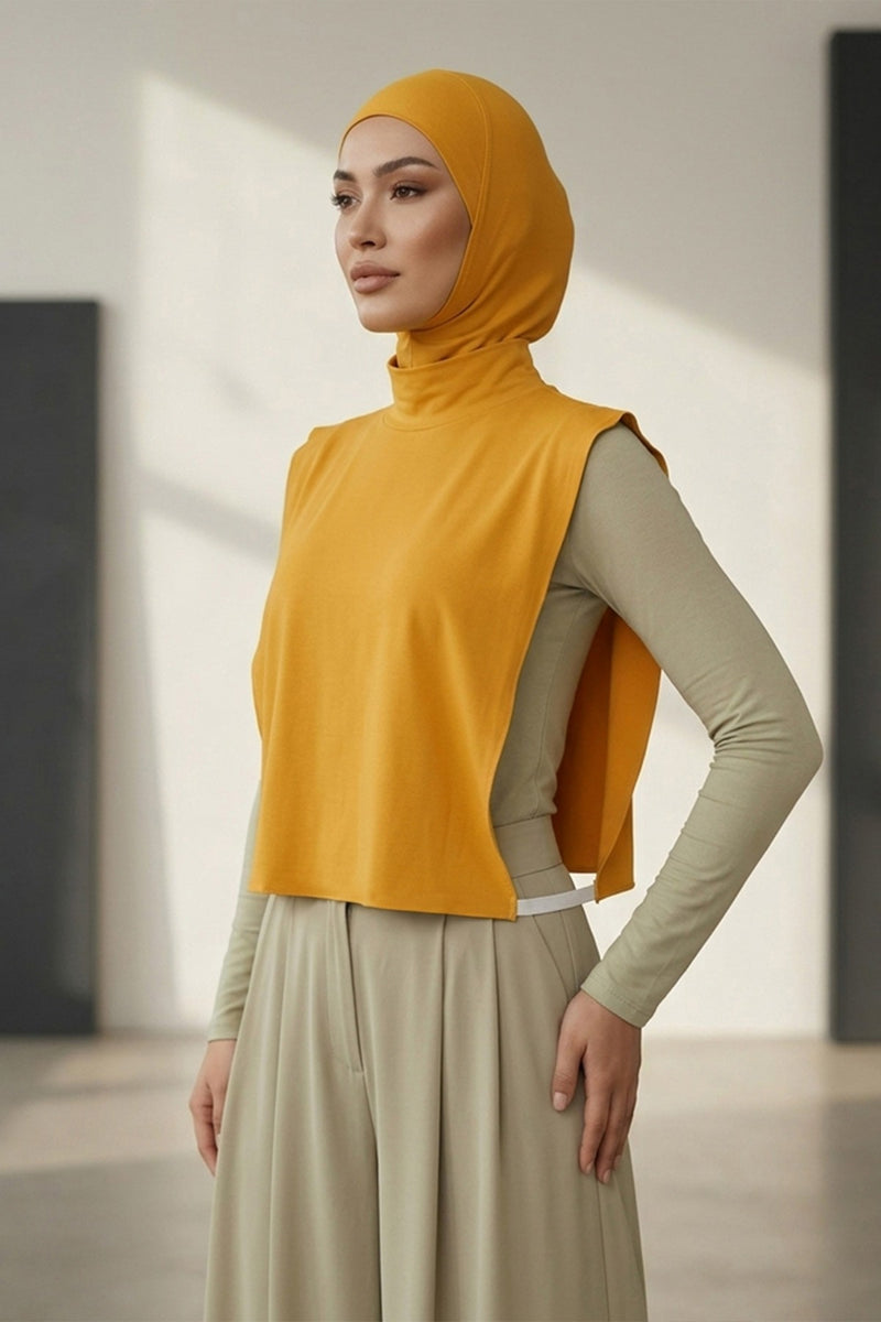 One-Piece Jersey Hijab & Neck Cover Set, Full Coverage Bonnet,DK-2