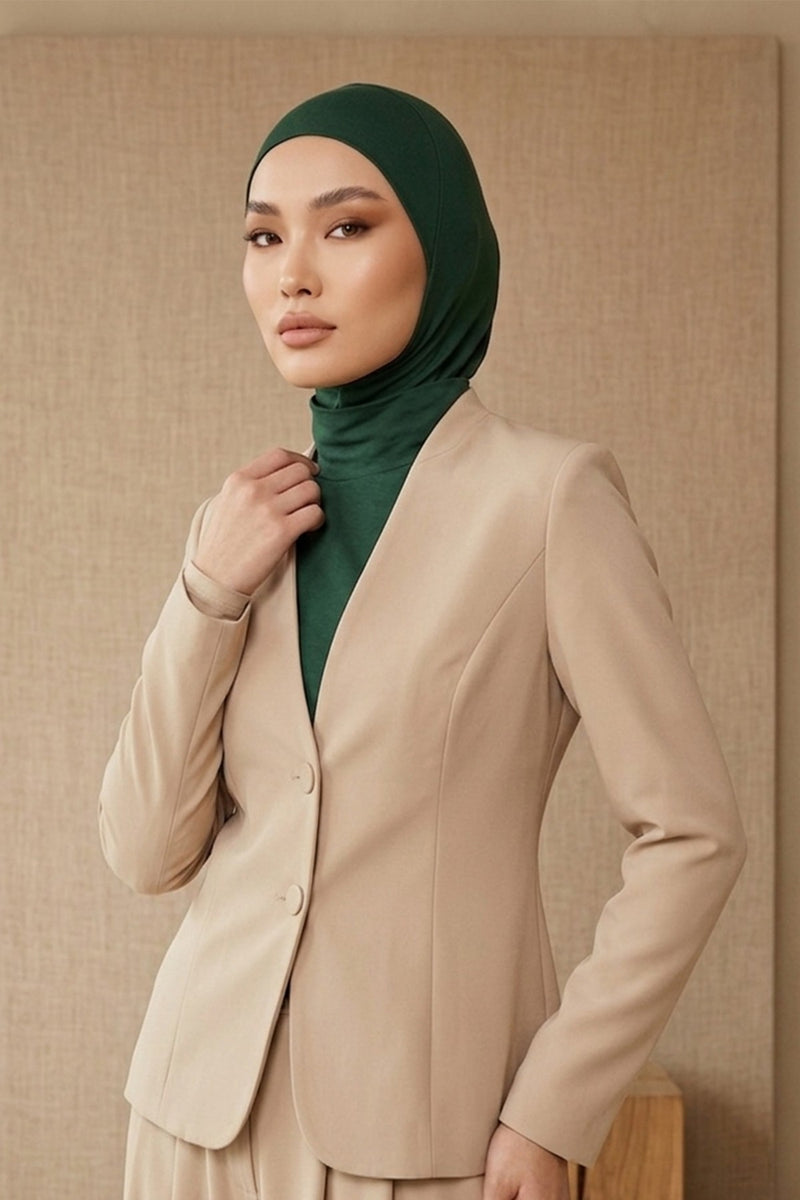 One-Piece Jersey Hijab & Neck Cover Set, Full Coverage Bonnet,DK-2
