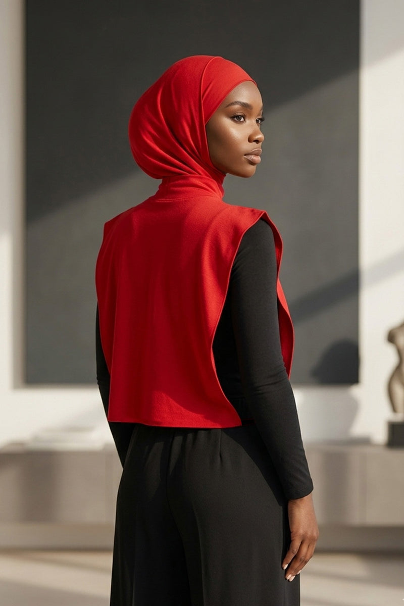 One-Piece Jersey Hijab & Neck Cover Set, Full Coverage Bonnet,DK-2