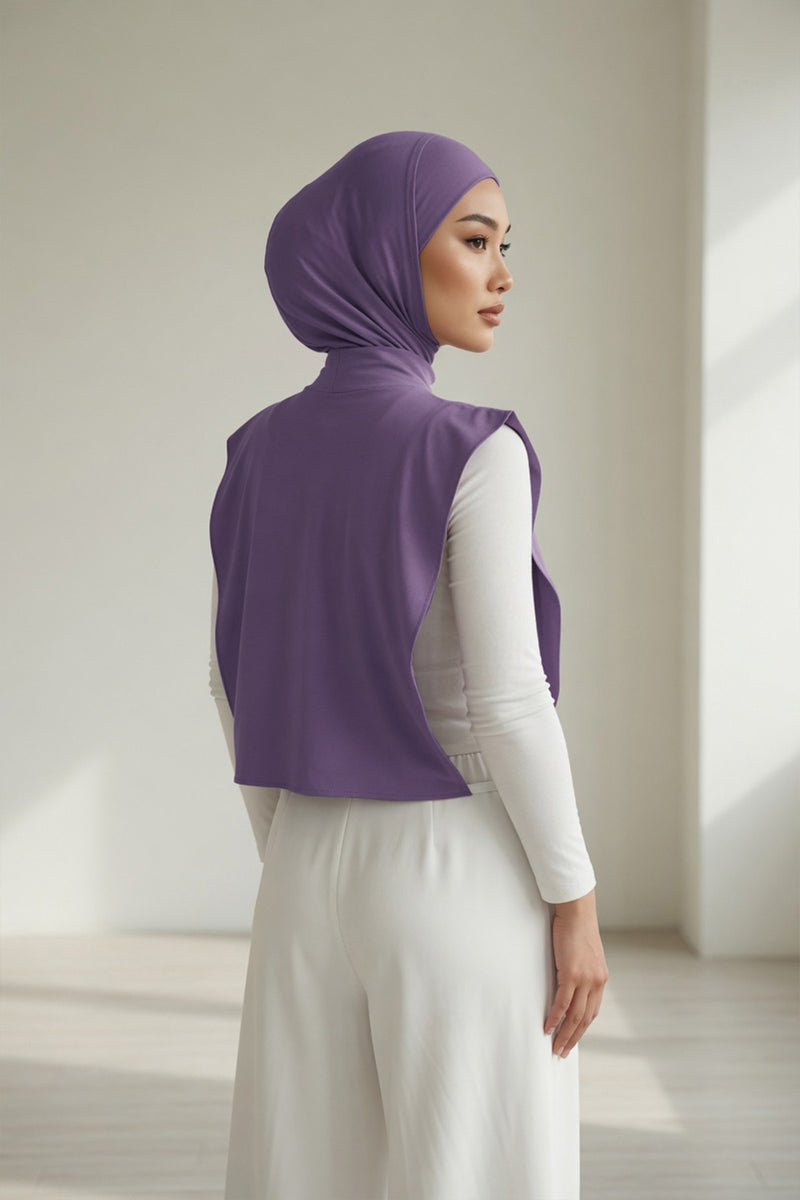 One-Piece Jersey Hijab & Neck Cover Set, Full Coverage Bonnet,DK-2
