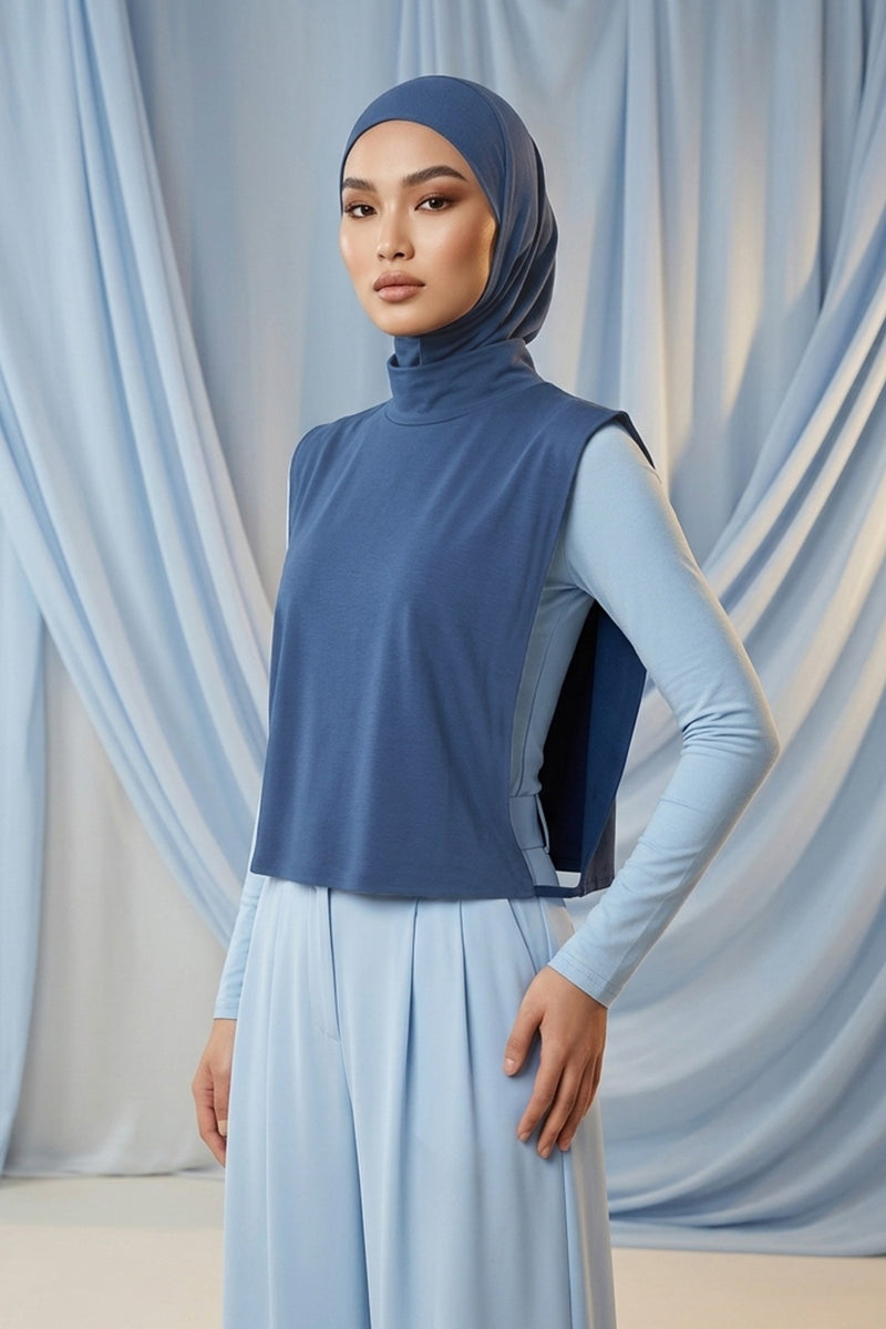 One-Piece Jersey Hijab & Neck Cover Set, Full Coverage Bonnet,DK-2