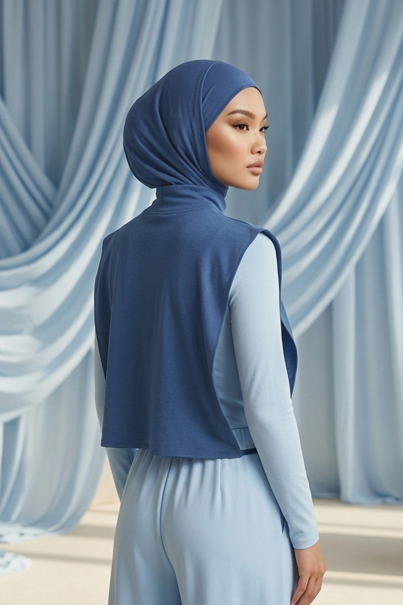 One-Piece Jersey Hijab & Neck Cover Set, Full Coverage Bonnet,DK-2