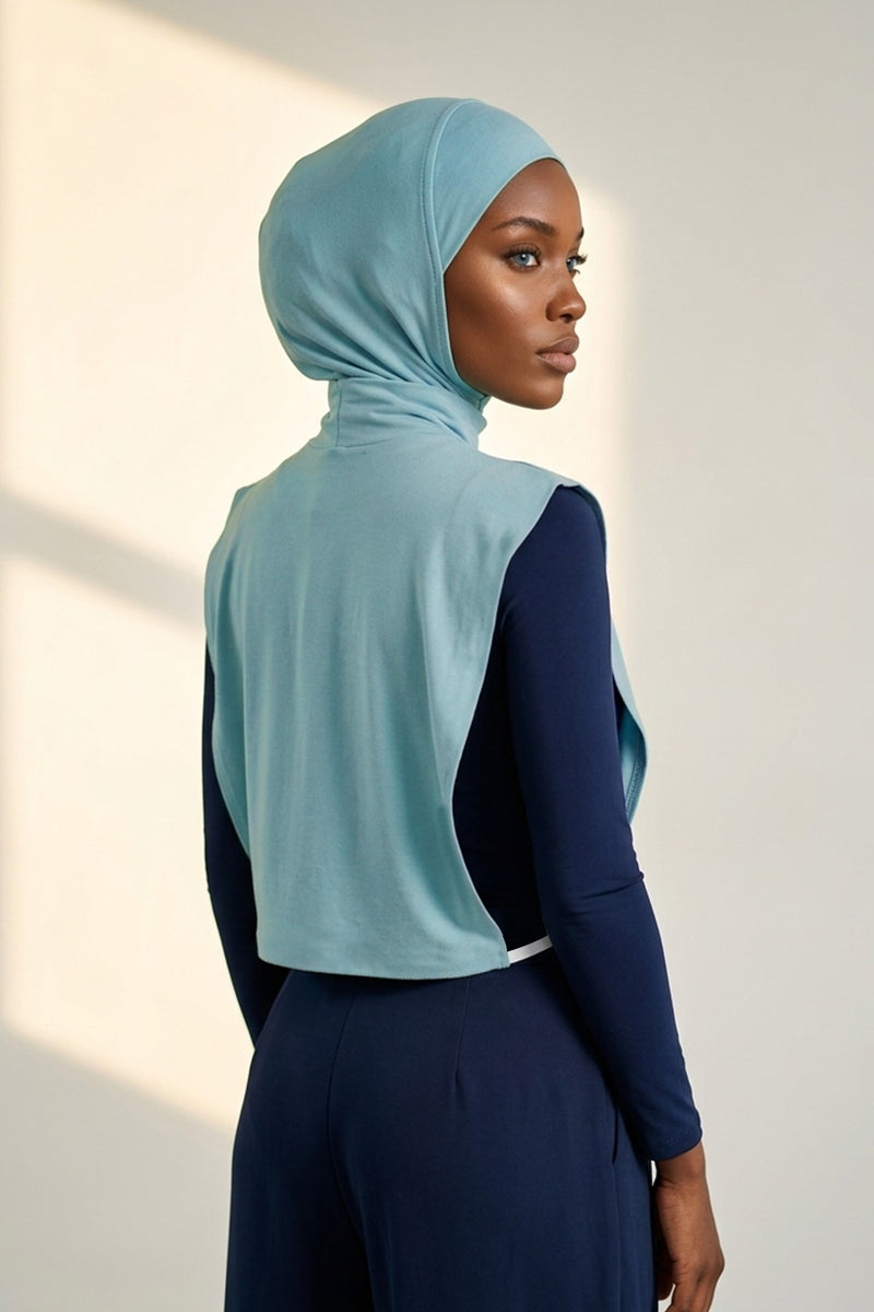 One-Piece Jersey Hijab & Neck Cover Set, Full Coverage Bonnet,DK-2