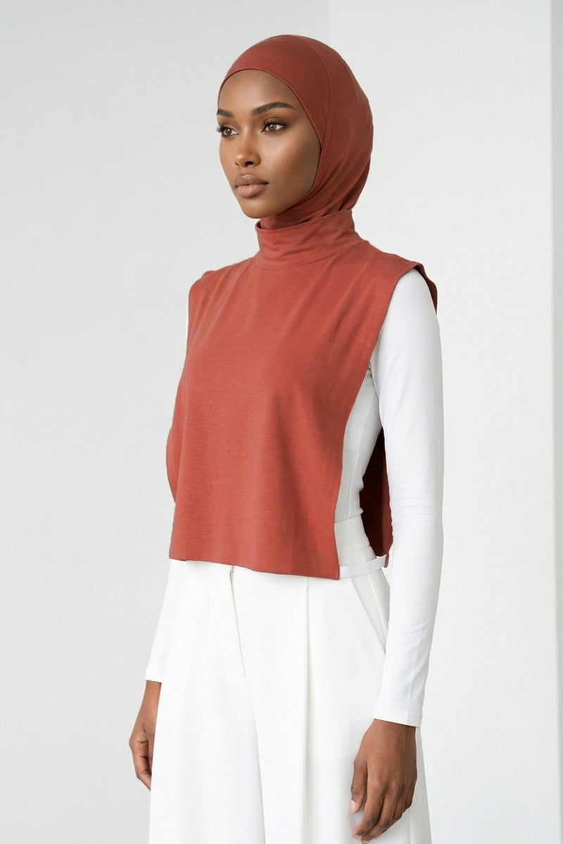One-Piece Jersey Hijab & Neck Cover Set, Full Coverage Bonnet,DK-2
