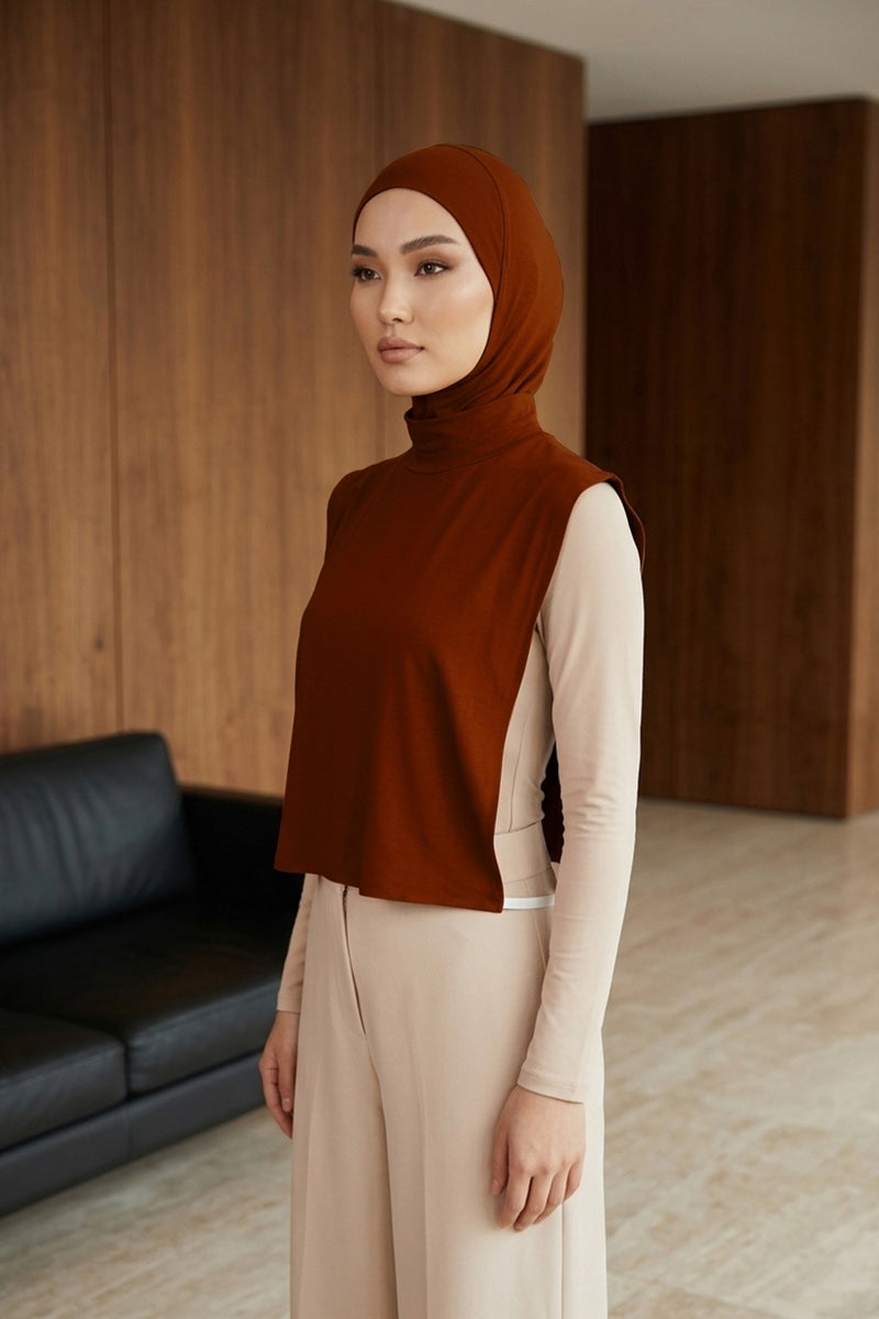 One-Piece Jersey Hijab & Neck Cover Set, Full Coverage Bonnet,DK-2