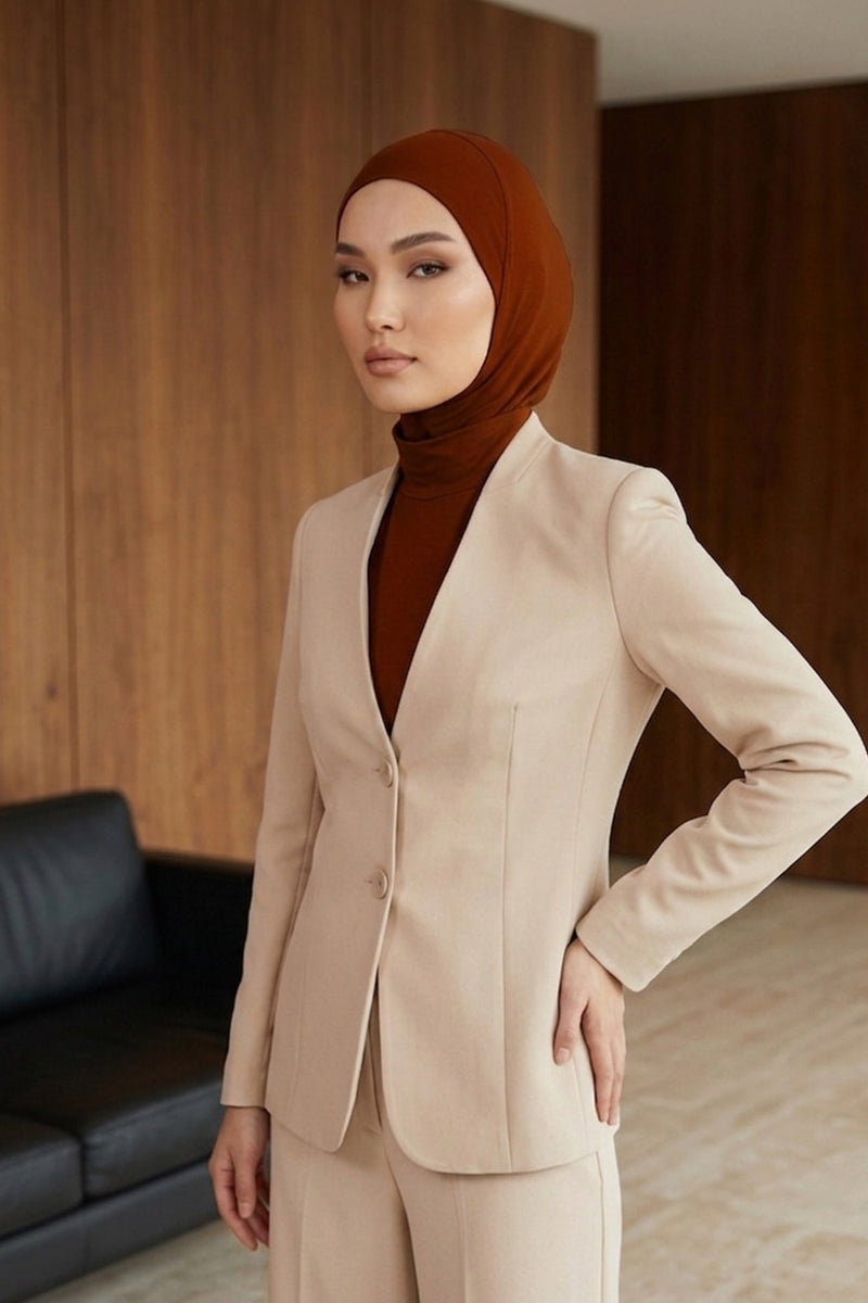 One-Piece Jersey Hijab & Neck Cover Set, Full Coverage Bonnet,DK-2