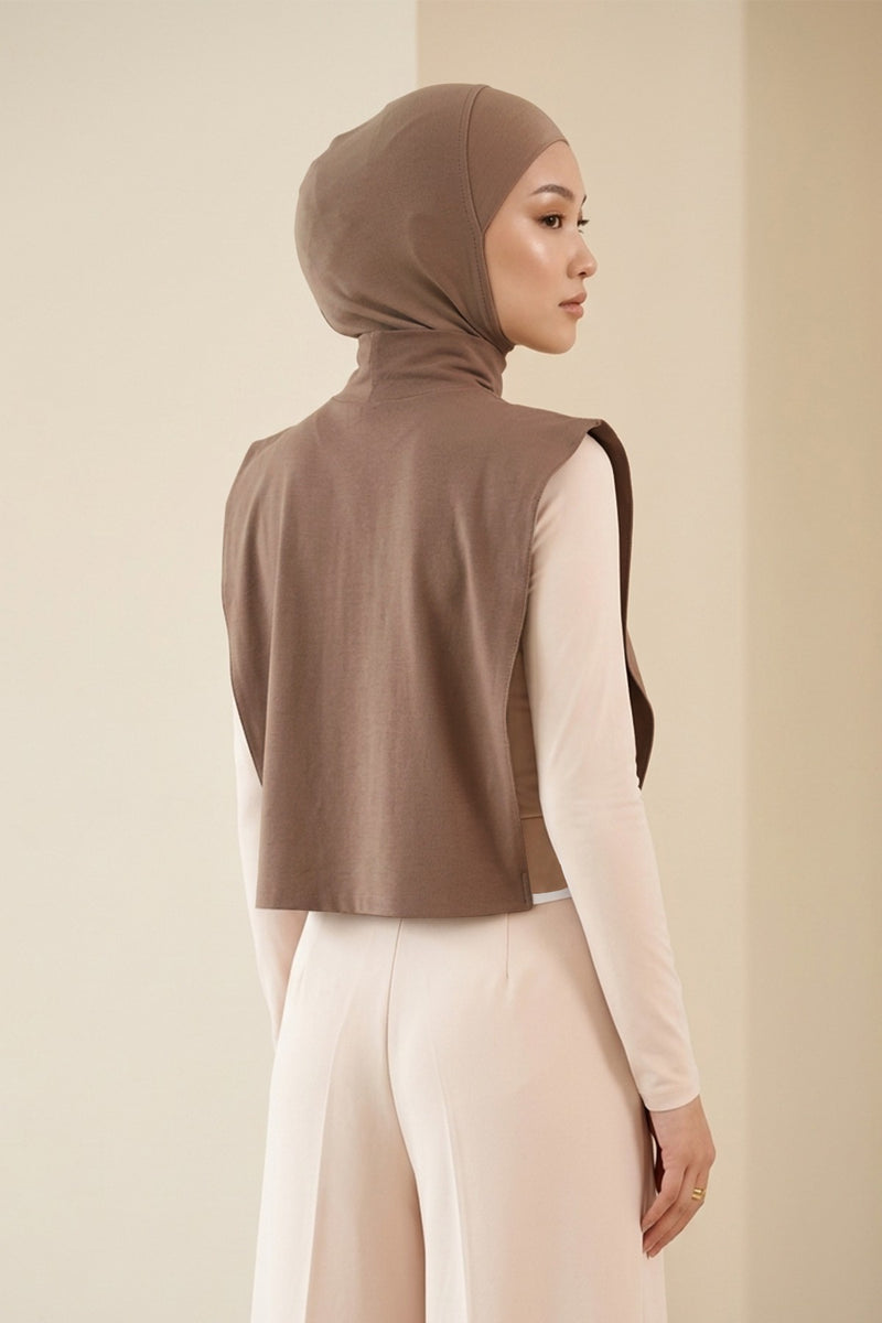 One-Piece Jersey Hijab & Neck Cover Set, Full Coverage Bonnet,DK-2