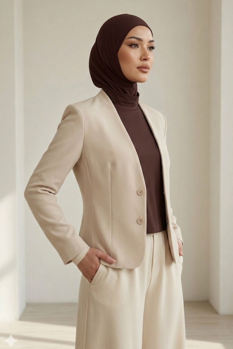 One-Piece Jersey Hijab & Neck Cover Set, Full Coverage Bonnet,DK-2