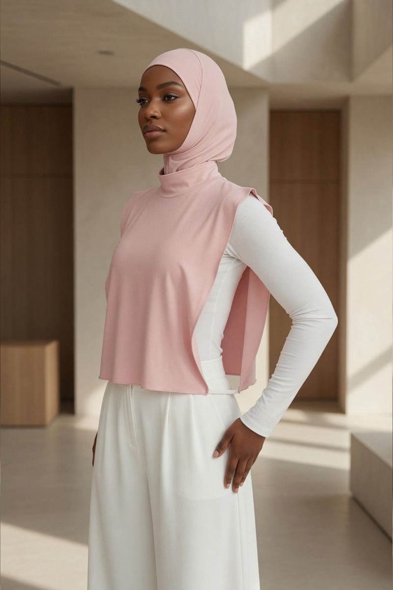 One-Piece Jersey Hijab & Neck Cover Set, Full Coverage Bonnet,DK-2